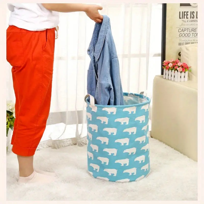 Large Capacity Cotton Linen Laundry Basket (1PC)