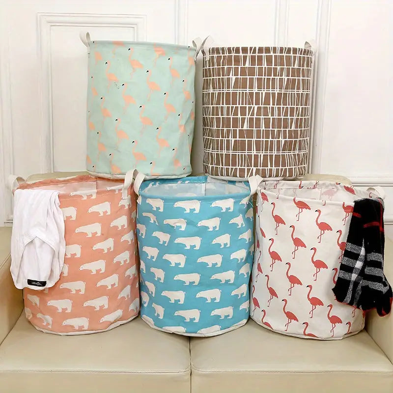 Large Capacity Cotton Linen Laundry Basket (1PC)