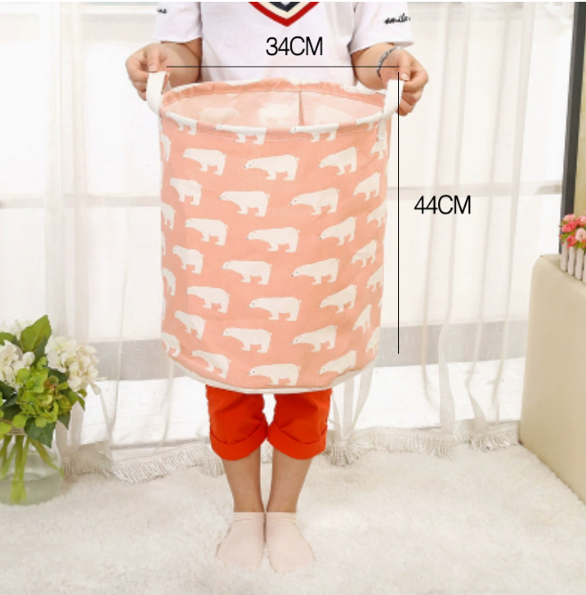 Large Capacity Cotton Linen Laundry Basket (1PC)